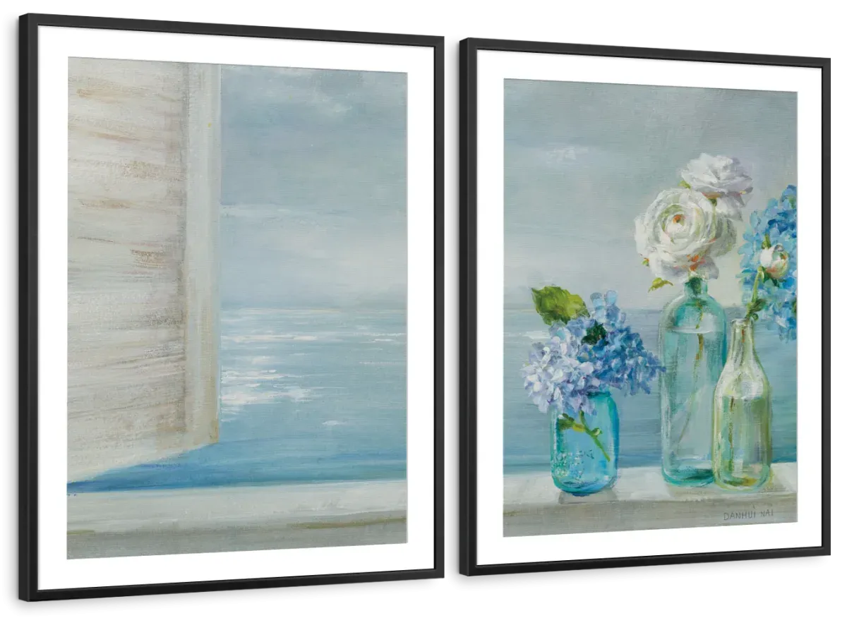A Beautiful Day At The Beach Three Glass Bottles Wall Art
