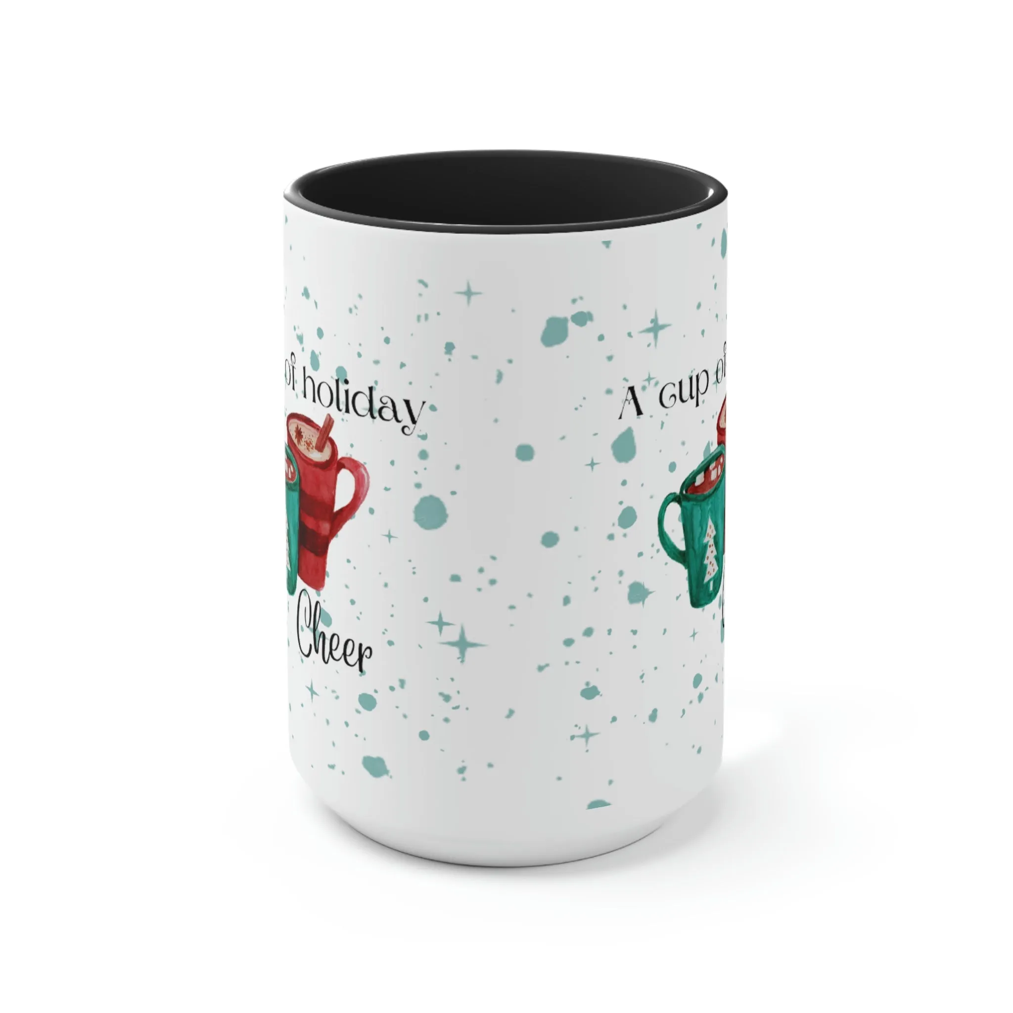 a cup of holiday cheer Two-Tone Coffee Mugs, 15oz