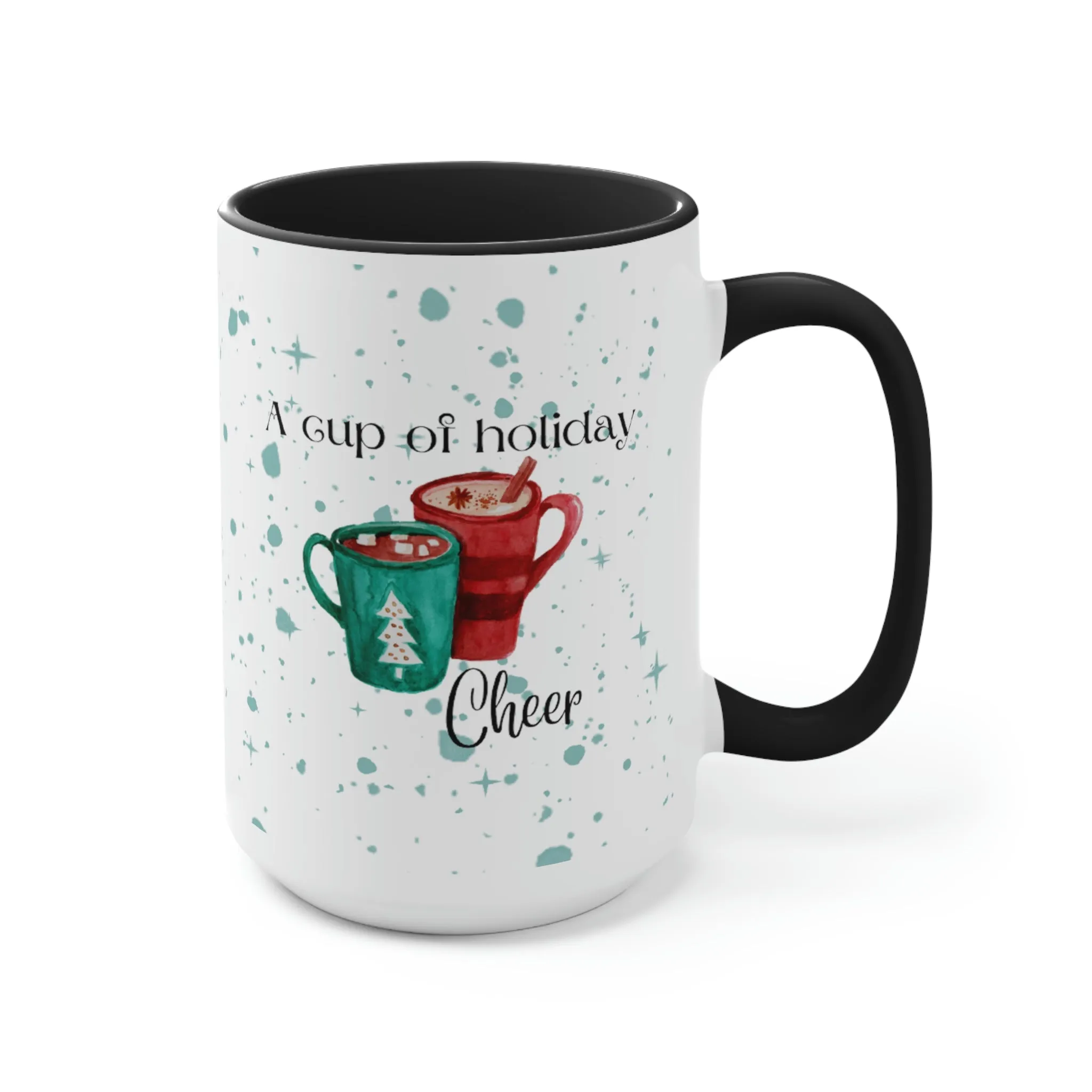 a cup of holiday cheer Two-Tone Coffee Mugs, 15oz