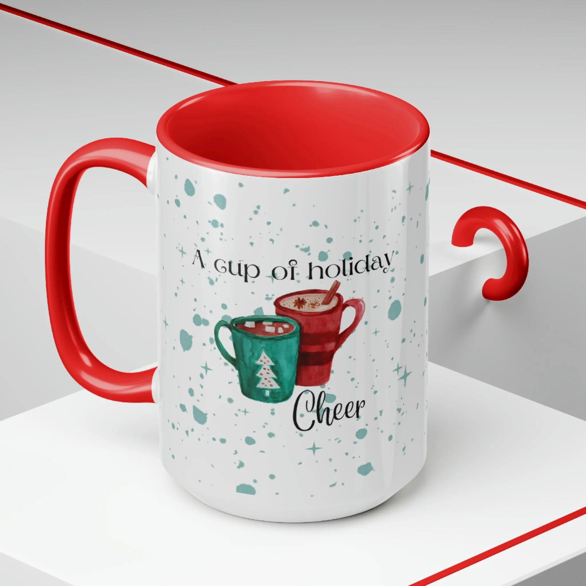 a cup of holiday cheer Two-Tone Coffee Mugs, 15oz