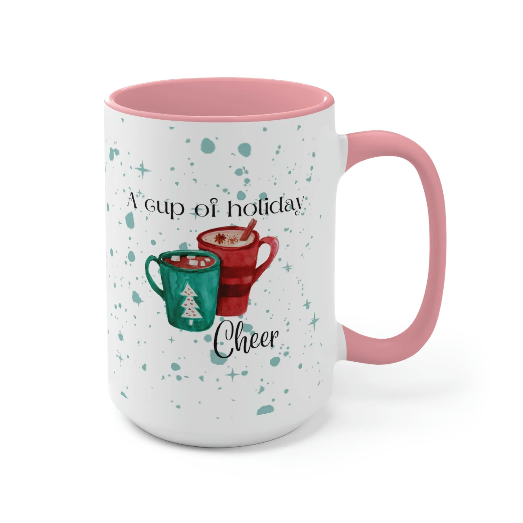 a cup of holiday cheer Two-Tone Coffee Mugs, 15oz