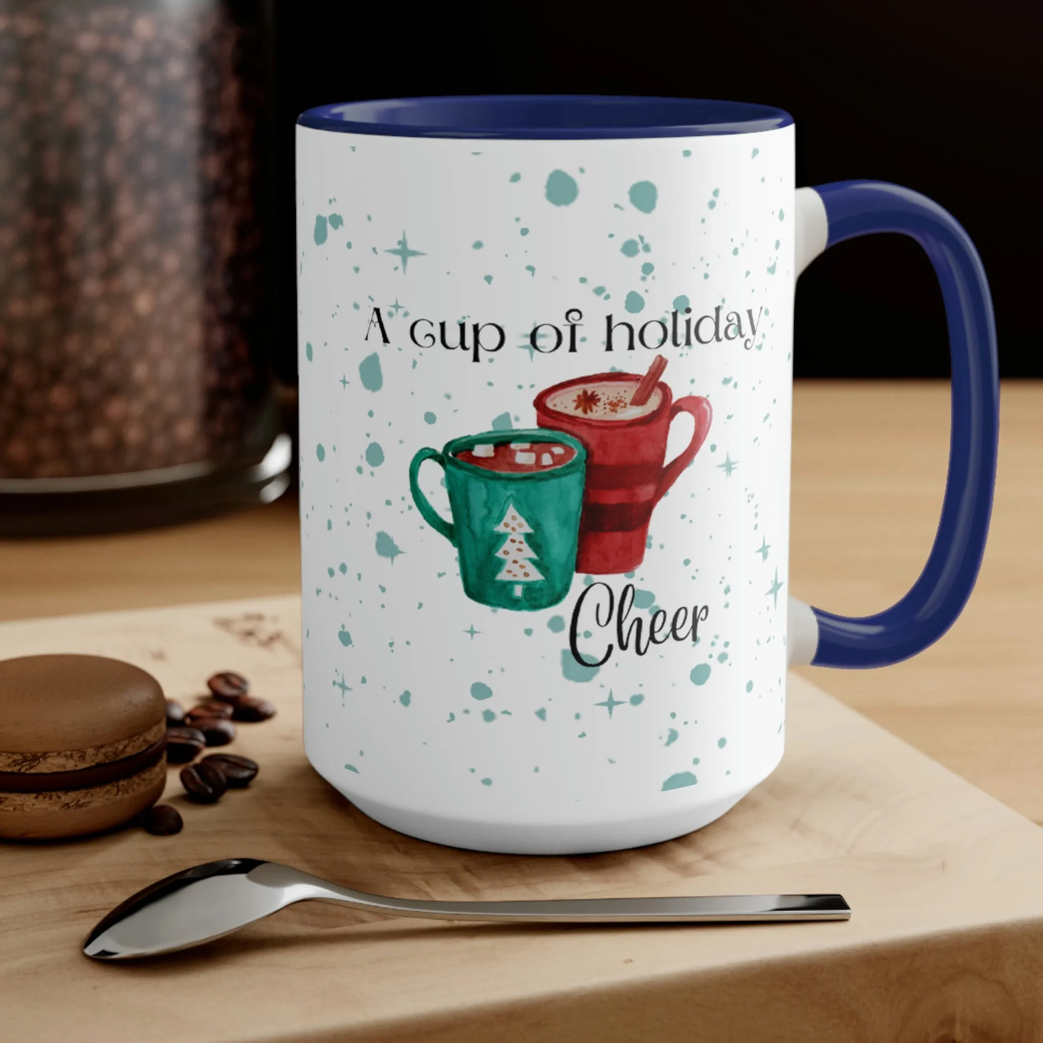 a cup of holiday cheer Two-Tone Coffee Mugs, 15oz