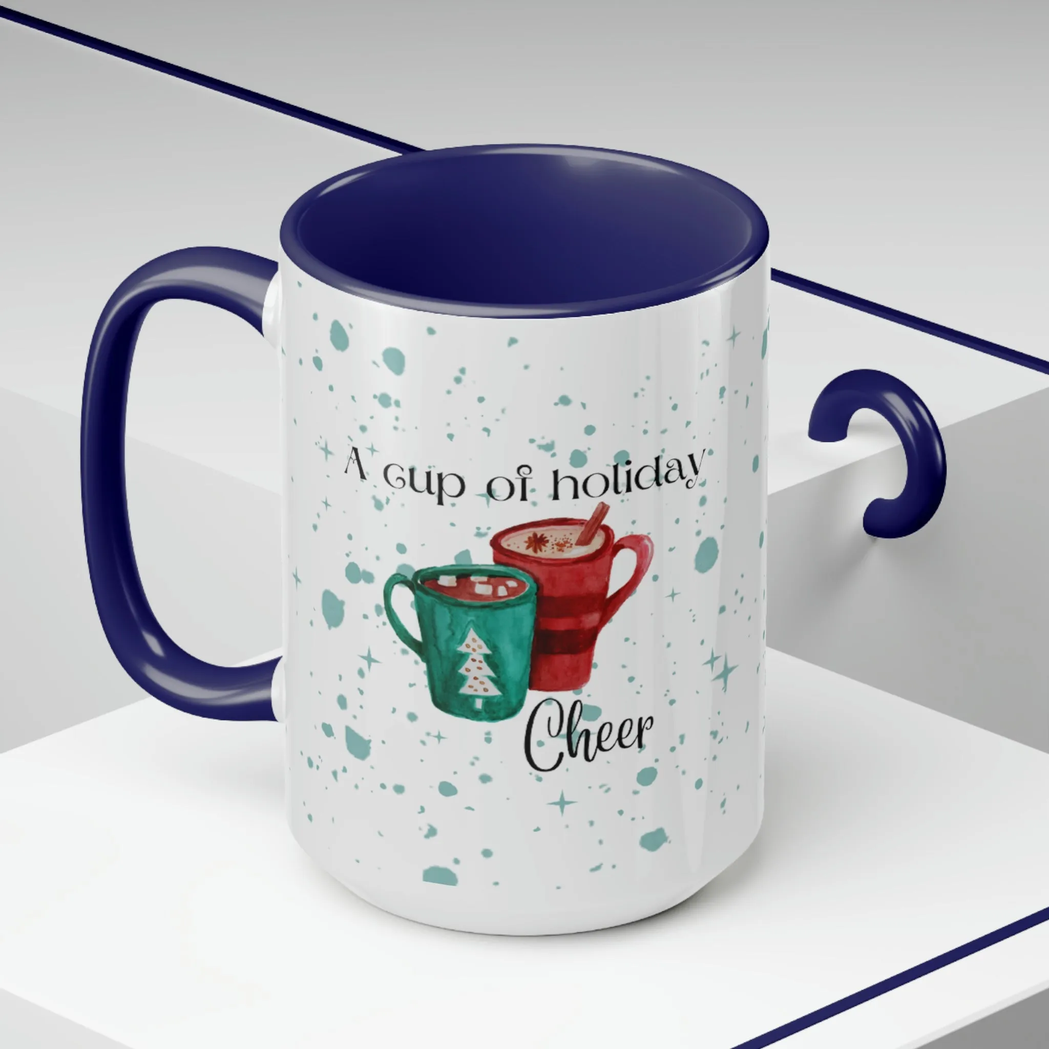 a cup of holiday cheer Two-Tone Coffee Mugs, 15oz