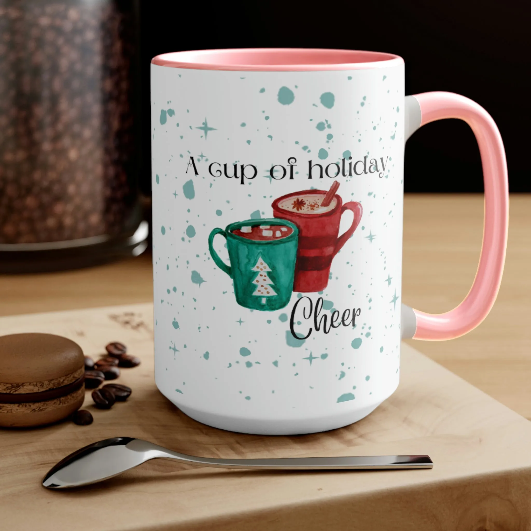 a cup of holiday cheer Two-Tone Coffee Mugs, 15oz