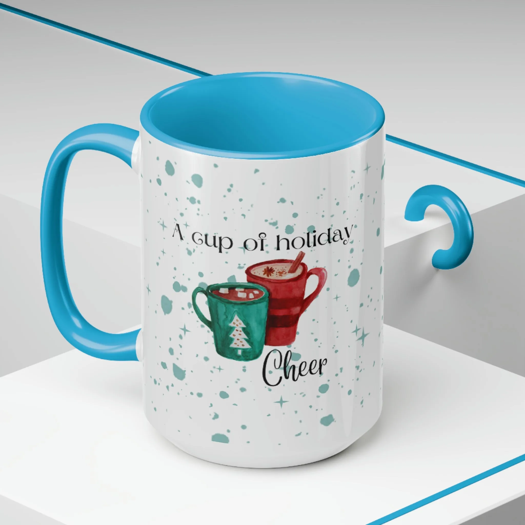a cup of holiday cheer Two-Tone Coffee Mugs, 15oz