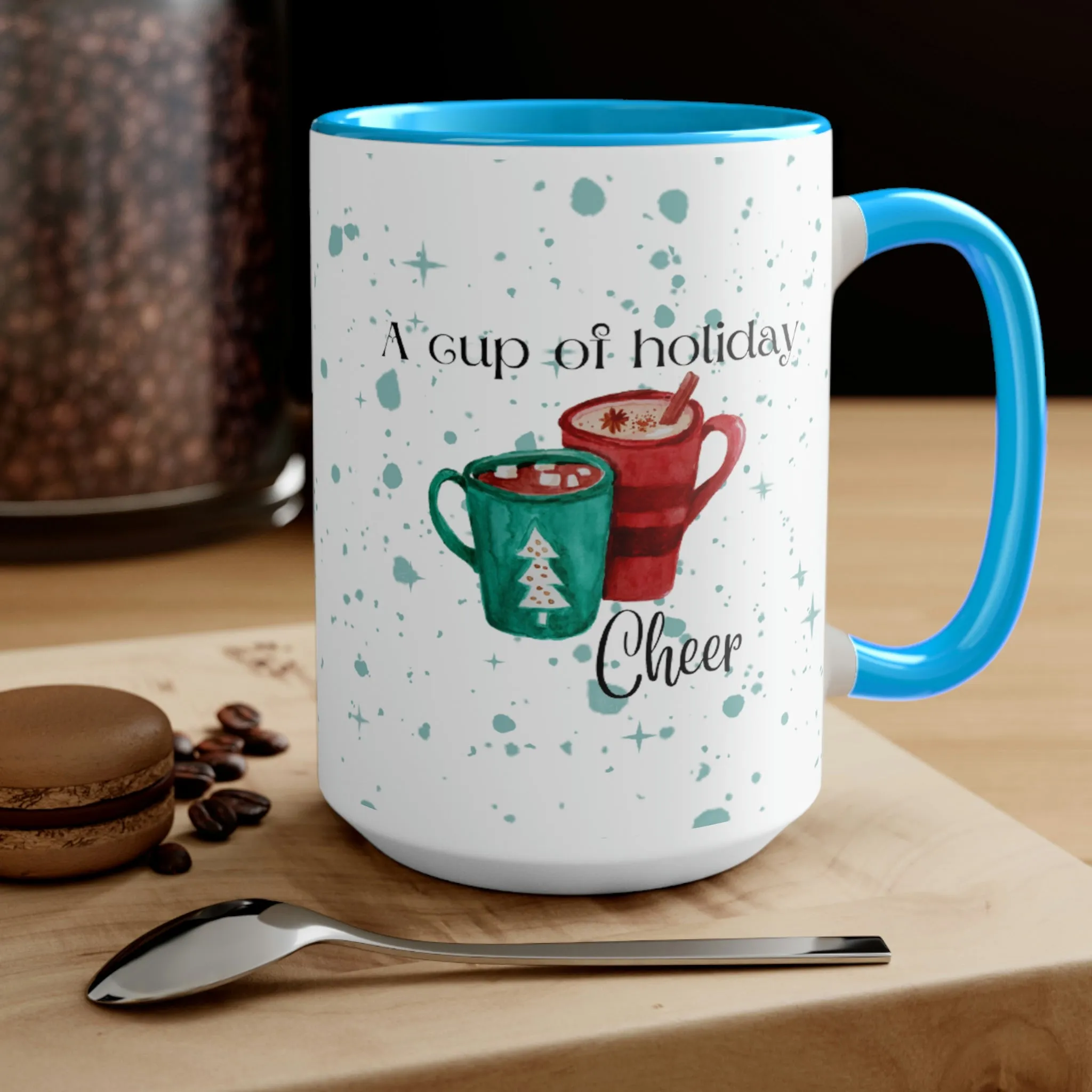 a cup of holiday cheer Two-Tone Coffee Mugs, 15oz