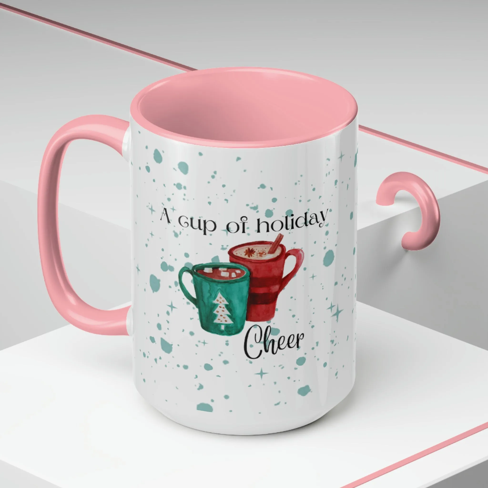 a cup of holiday cheer Two-Tone Coffee Mugs, 15oz