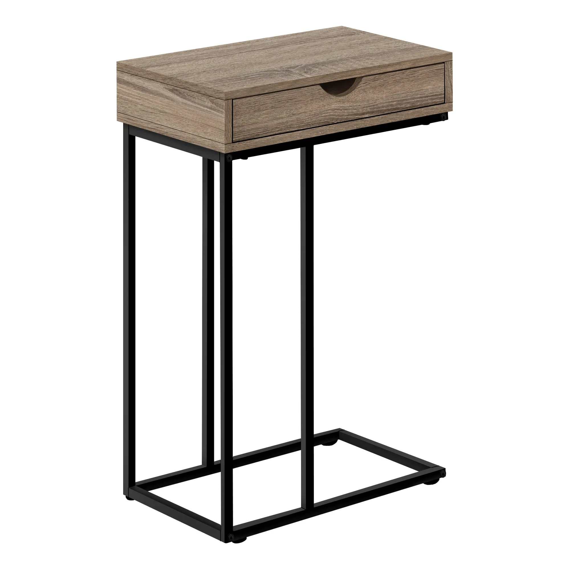 Accent Table - 25"H / Dark Taupe / Black Metal