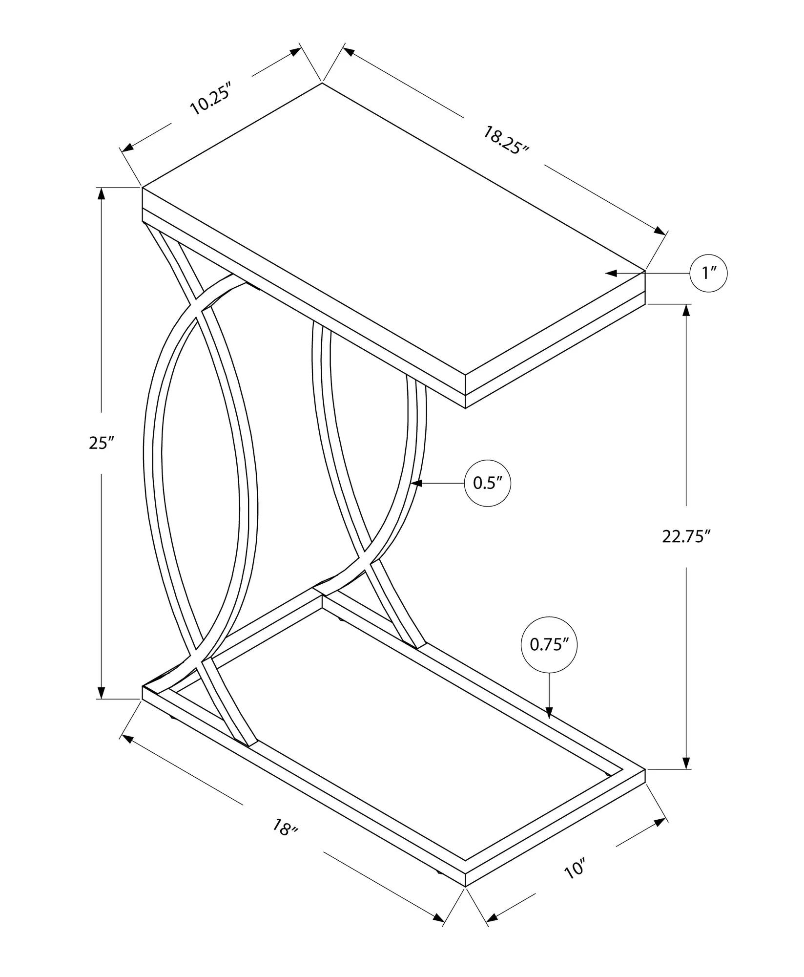 Accent Table - Glossy White With Chrome Metal