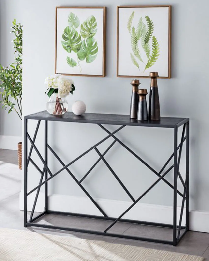 Amoli Black Console Metal Table | 40 x 12 x 30 inches