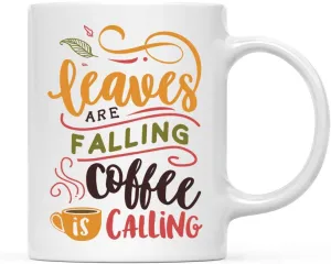 Andaz Press Autumn 11oz. Coffee Mug Gift, Leaves are Falling Coffee is Calling