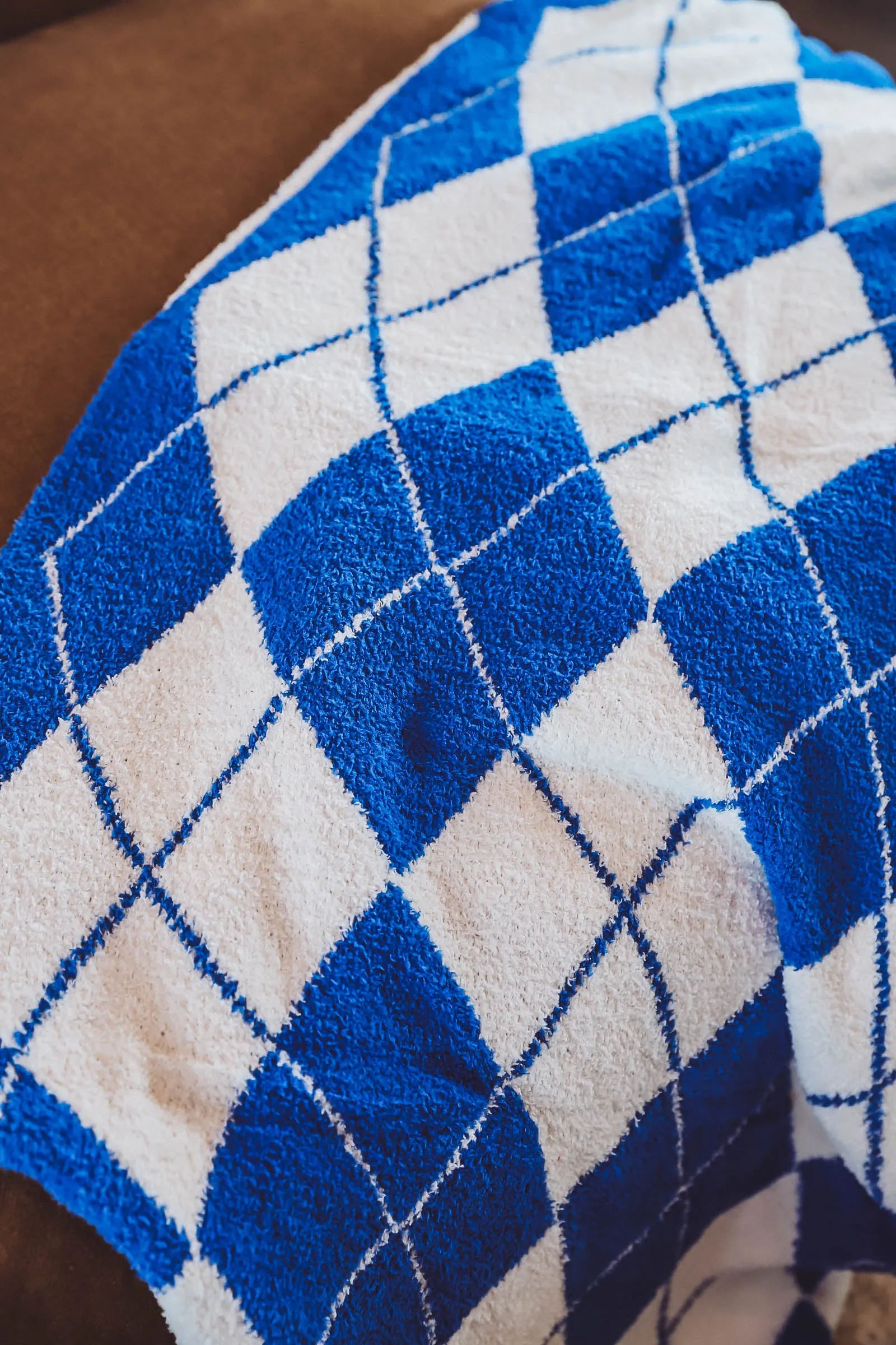 Argyle Throw Blanket-Blue