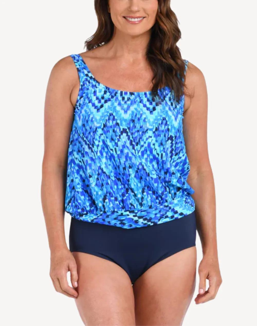 Artisan Ikat Blouson Tankini Top