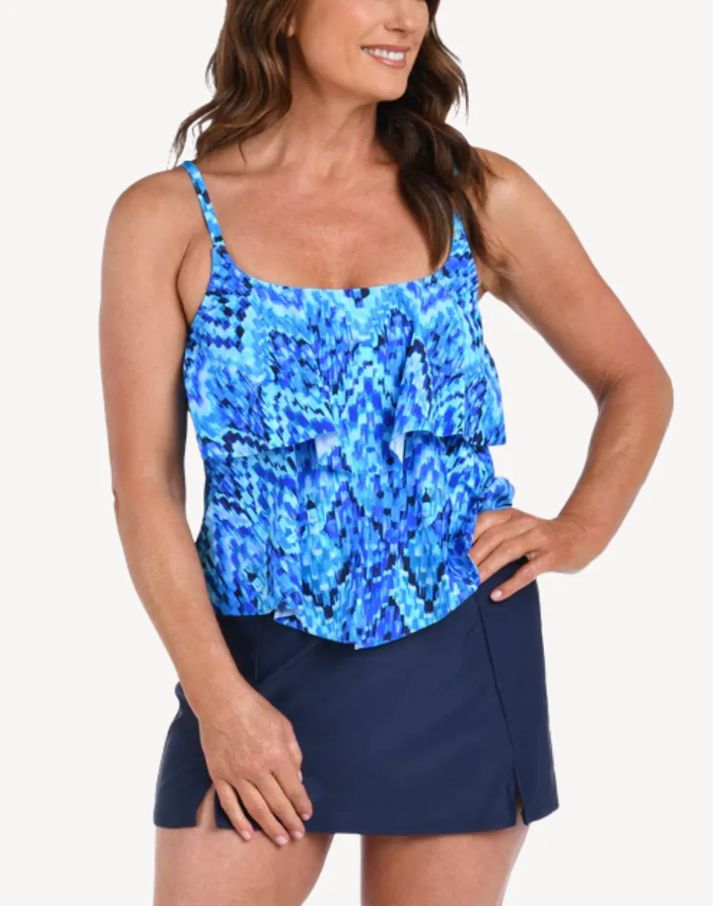 Artisan Ikat Double Tiered Tankini Top