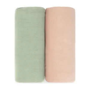 Baby Muslin Swaddle Blankets - Sage and Blush