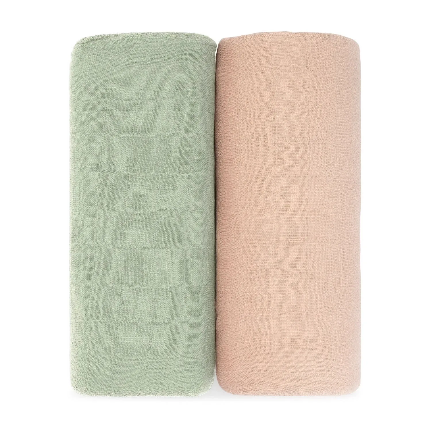 Baby Muslin Swaddle Blankets - Sage and Blush