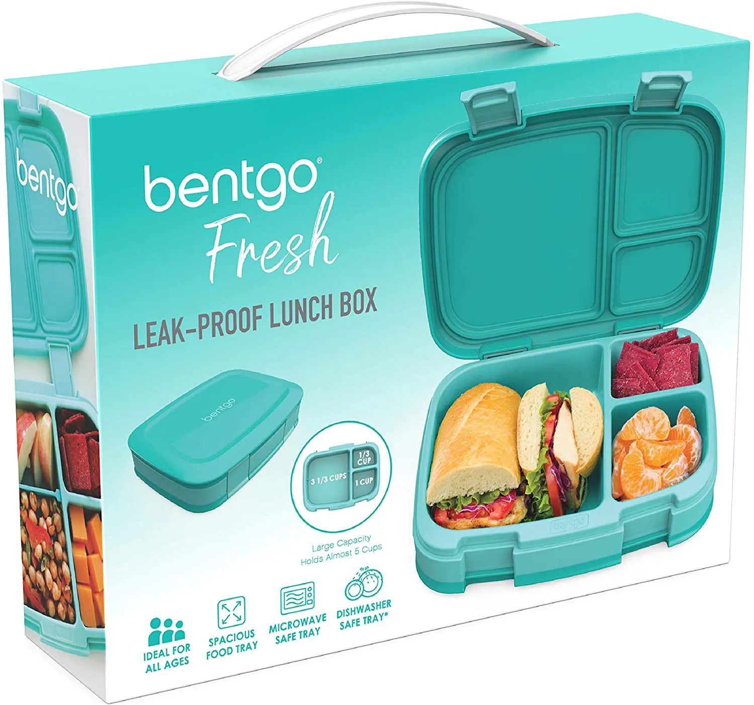 Bentgo Fresh – Leak-Proof, Versatile 4-Compartment Bento-Style Lunch Box with Removable Divider, Portion-Controlled Meals for Teens and Adults On-The-Go – BPA-Free, Food-Safe Materials (Gray)