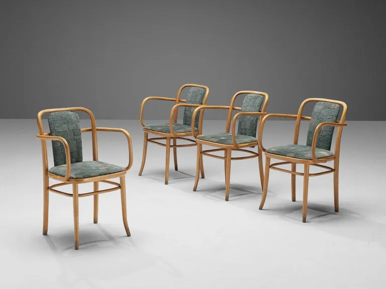 Bentwood Armchairs in Green Upholstery