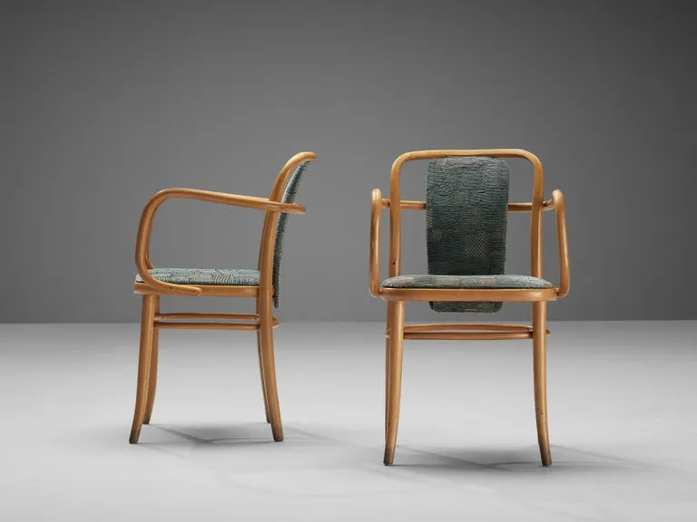Bentwood Armchairs in Green Upholstery