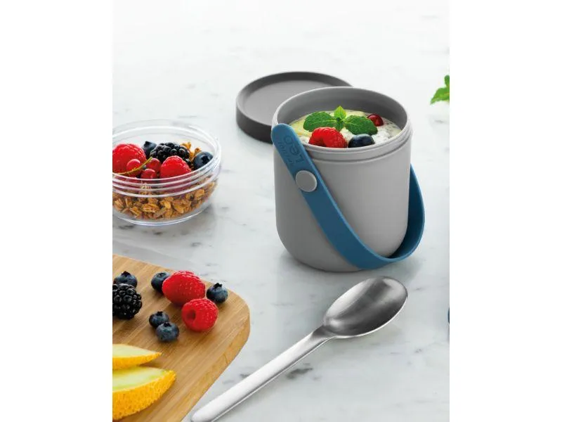 BergHOFF Leo 5Pc Travel Set with Dual Lunch Pot and Flatware, Blue