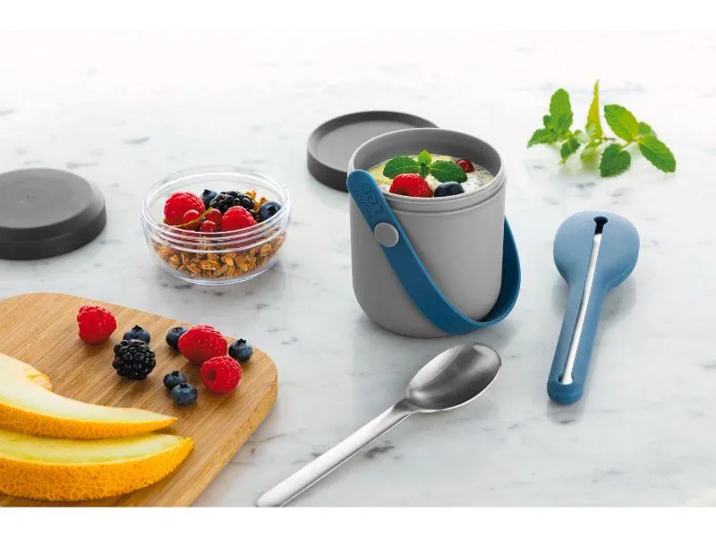 BergHOFF Leo 5Pc Travel Set with Dual Lunch Pot and Flatware, Blue