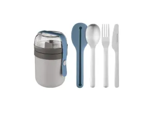 BergHOFF Leo 5Pc Travel Set with Dual Lunch Pot and Flatware, Blue