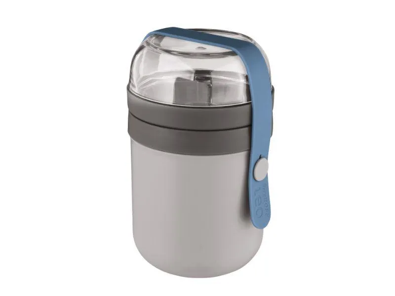 BergHOFF Leo 5Pc Travel Set with Dual Lunch Pot and Flatware, Blue