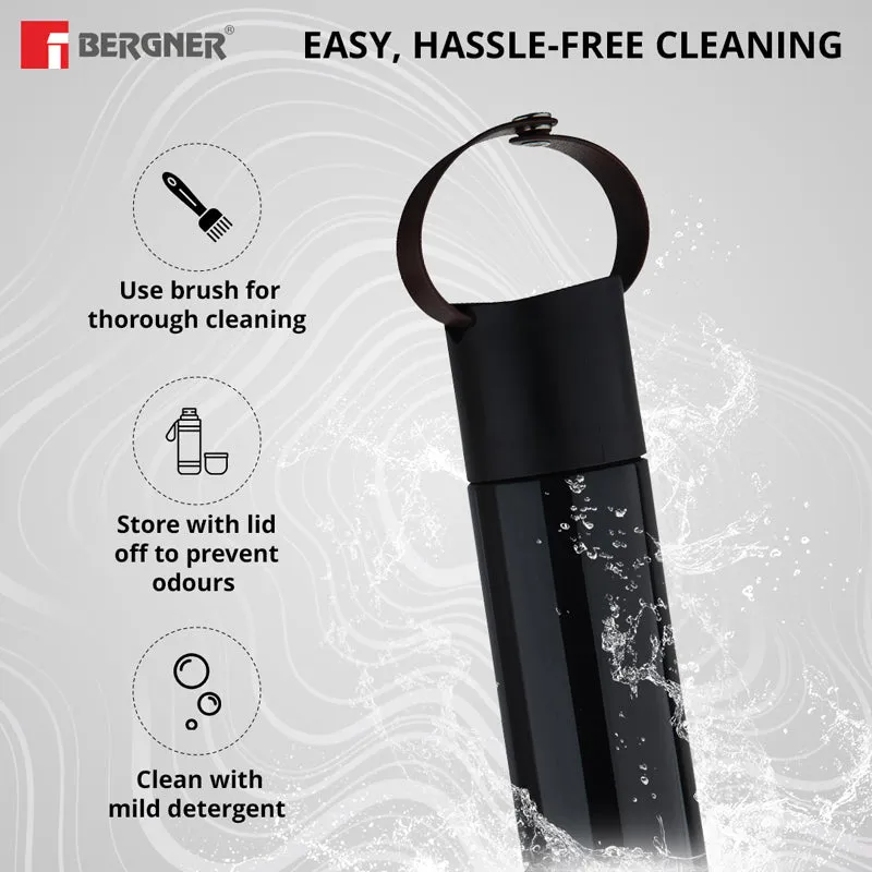 Bergner Walking Thermosteel Hot and Cold Flask (Black) - 500 ML