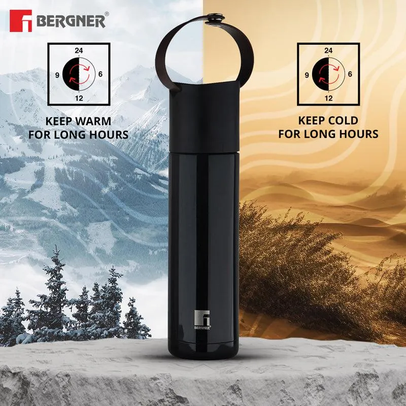 Bergner Walking Thermosteel Hot and Cold Flask (Black) - 500 ML