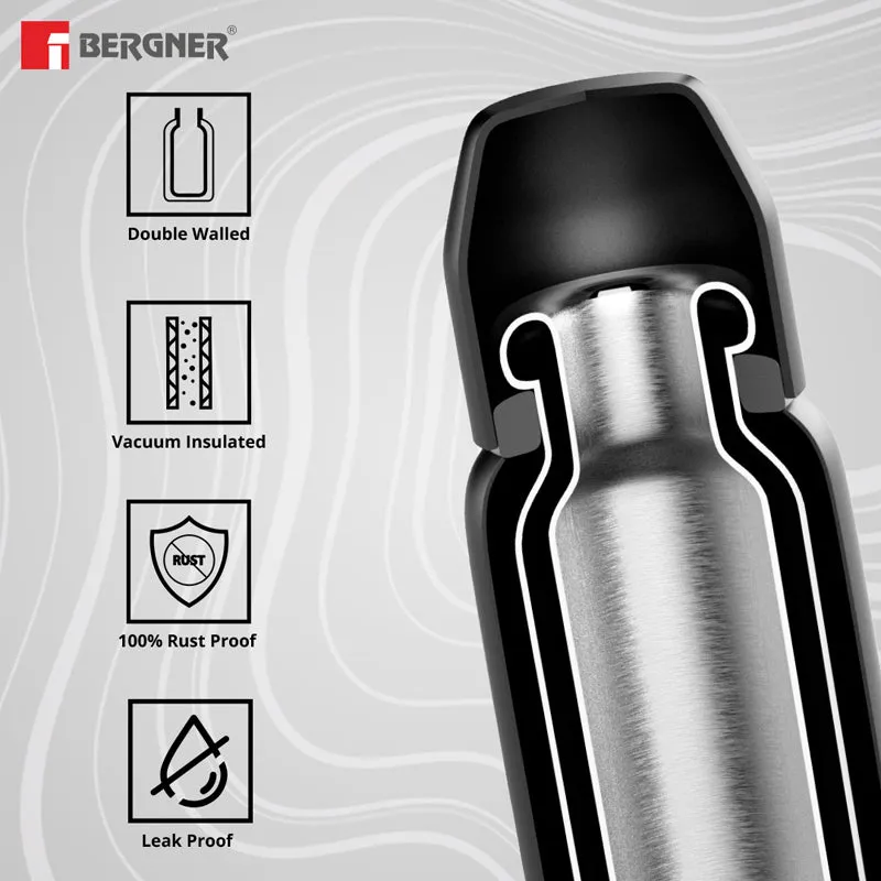 Bergner Walking Thermosteel Hot and Cold Flask (Grey) -500 ML