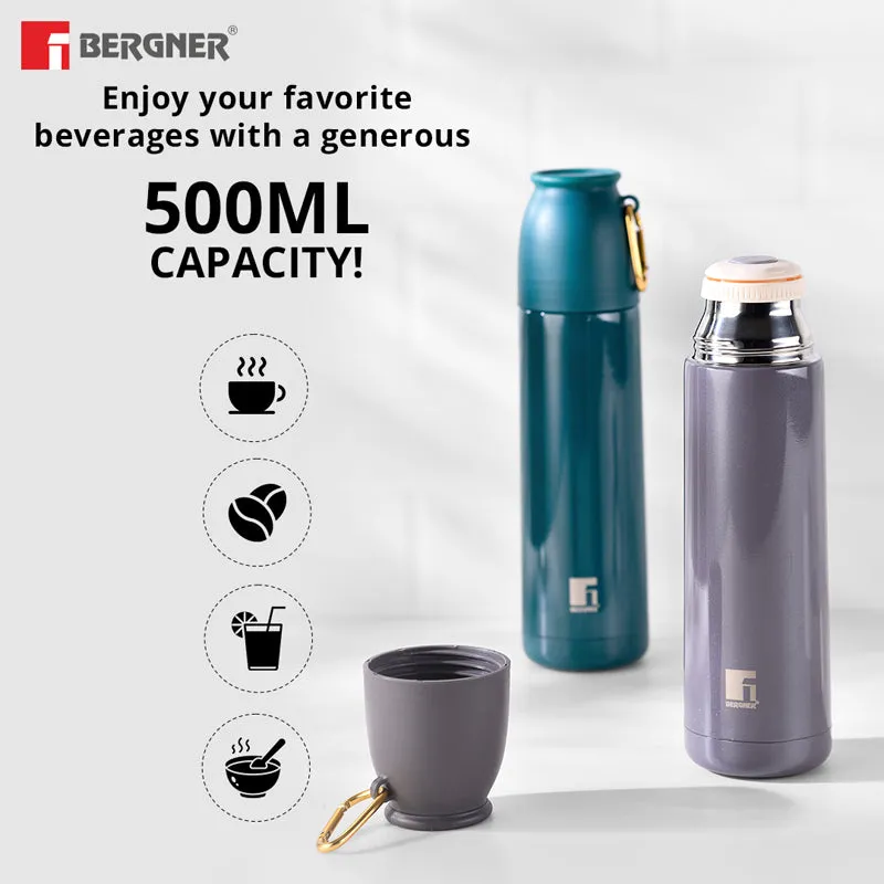 Bergner Walking Thermosteel Hot and Cold Flask (Grey) -500 ML