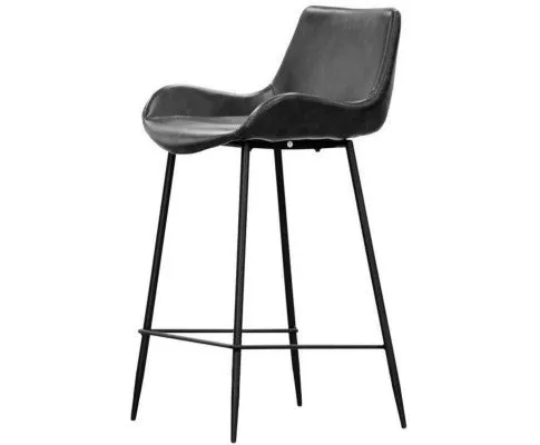 Brando Set of 6 PU Leather Upholstered Bar Chair Metal Leg Stool Vintage Grey
