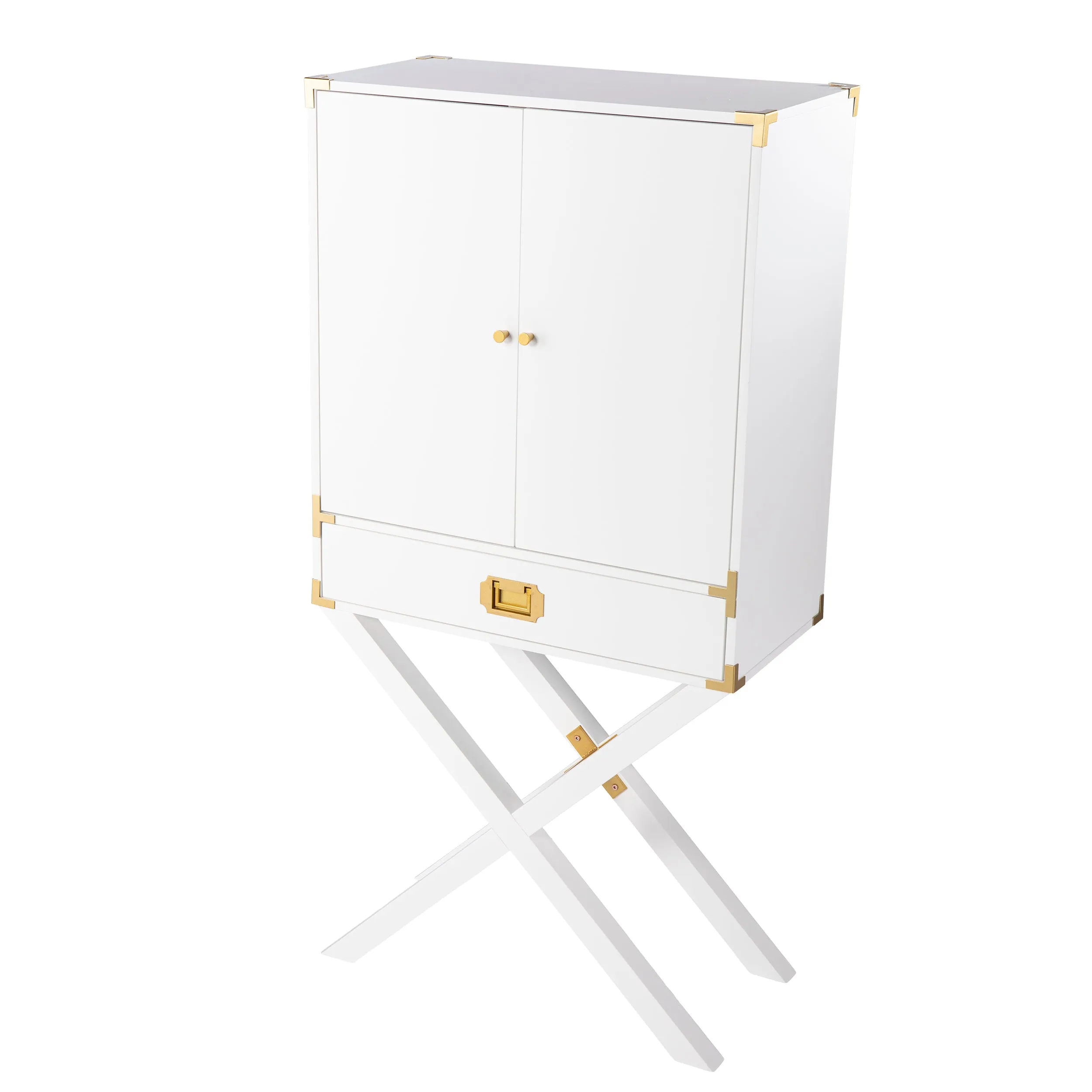 Campaign Tall Bar Cabinet w/ Storage