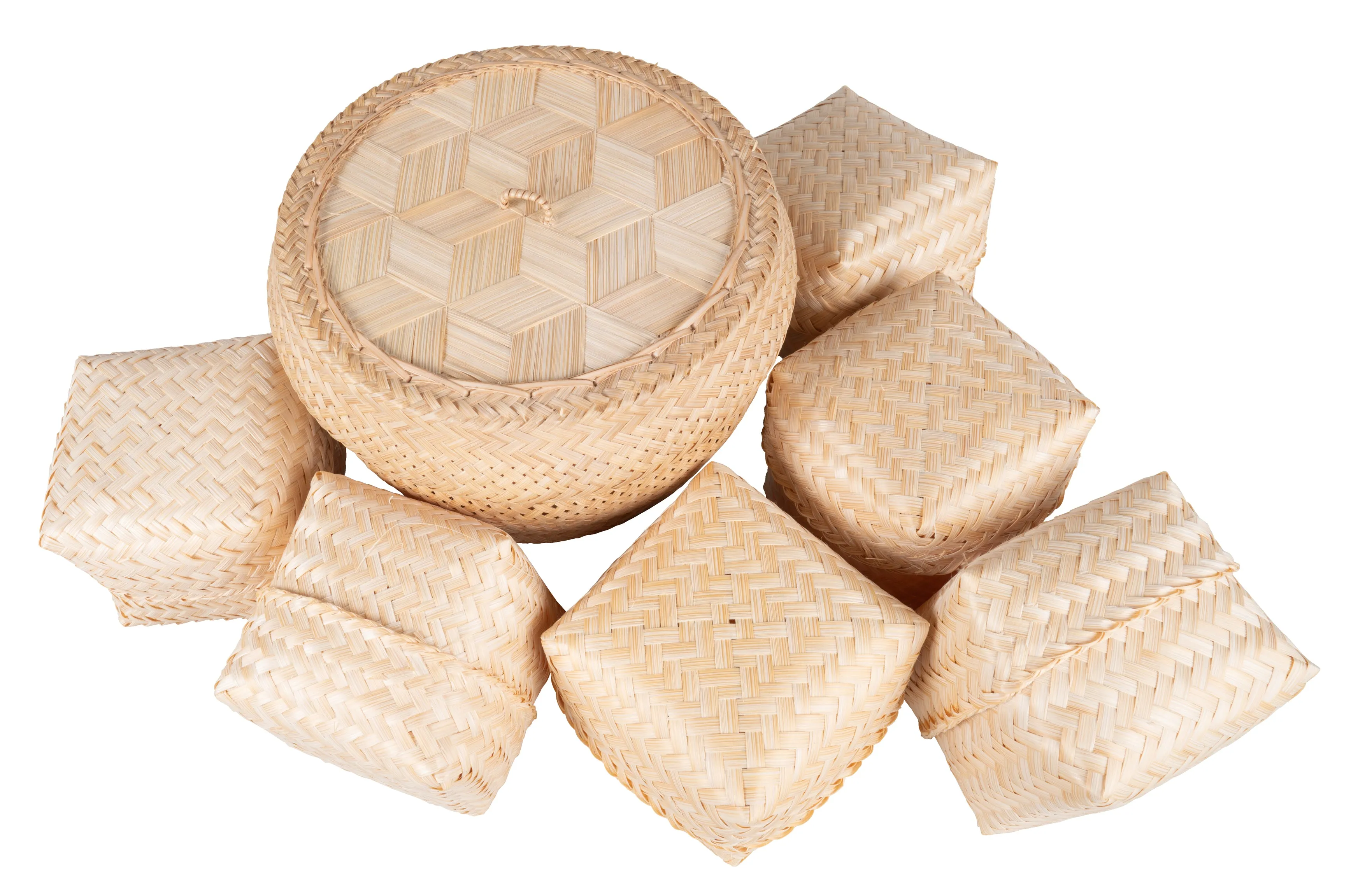 CCcollections Traditional Handmade Bamboo Sticky Rice Basket - Eco-Friendly Serving Basket for Rice