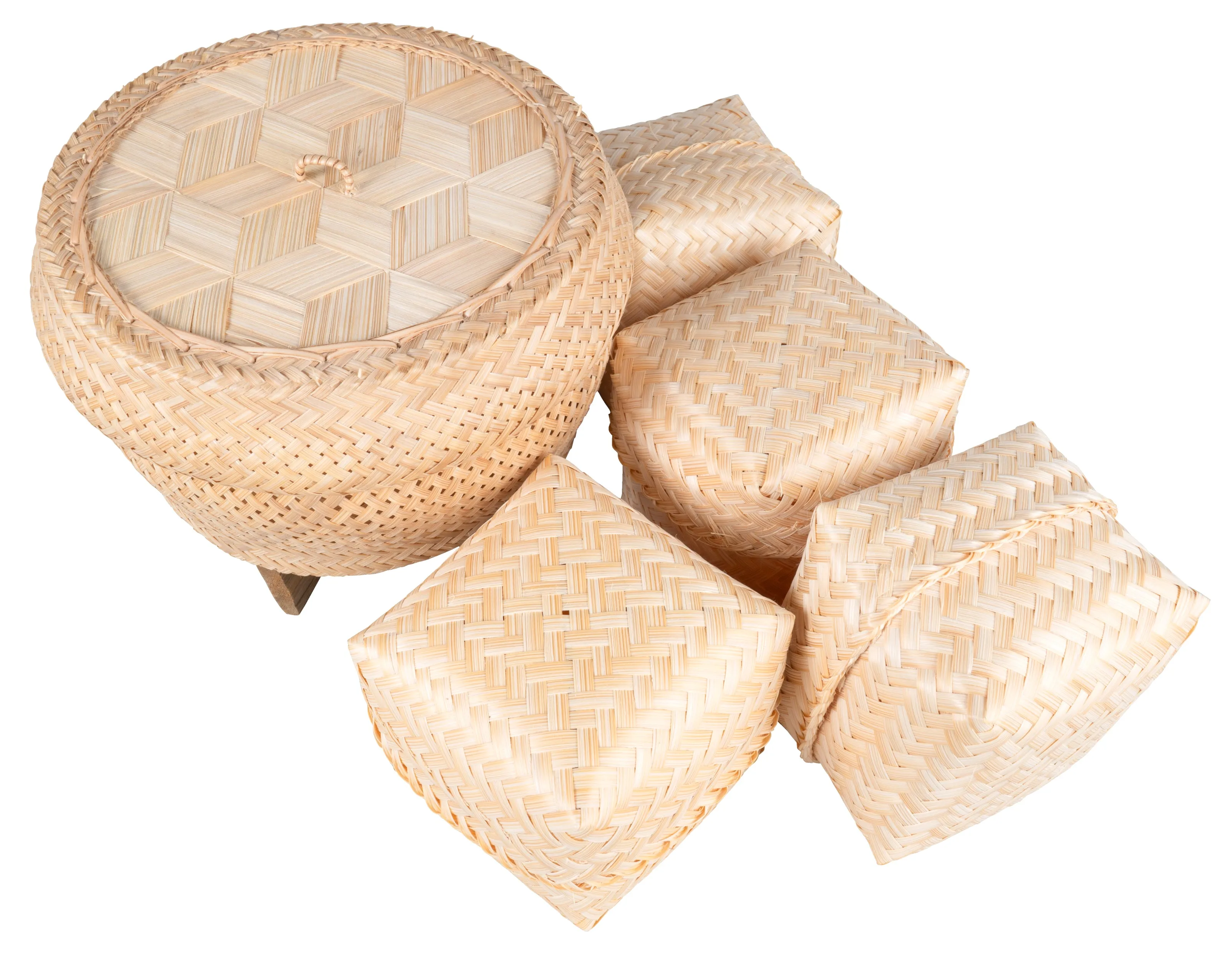 CCcollections Traditional Handmade Bamboo Sticky Rice Basket - Eco-Friendly Serving Basket for Rice