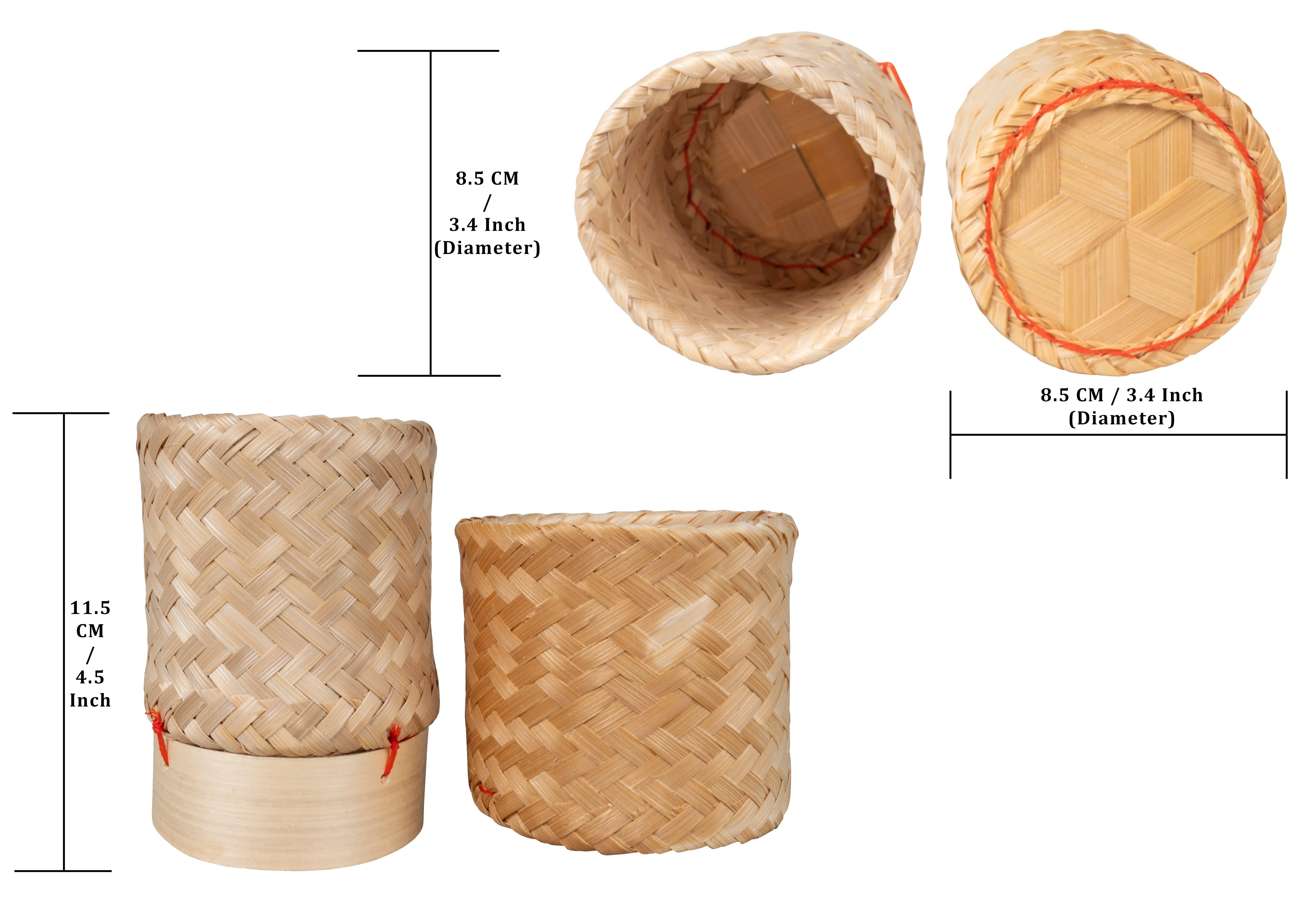 CCcollections Traditional Handmade Bamboo Sticky Rice Basket - Eco-Friendly Serving Basket for Rice
