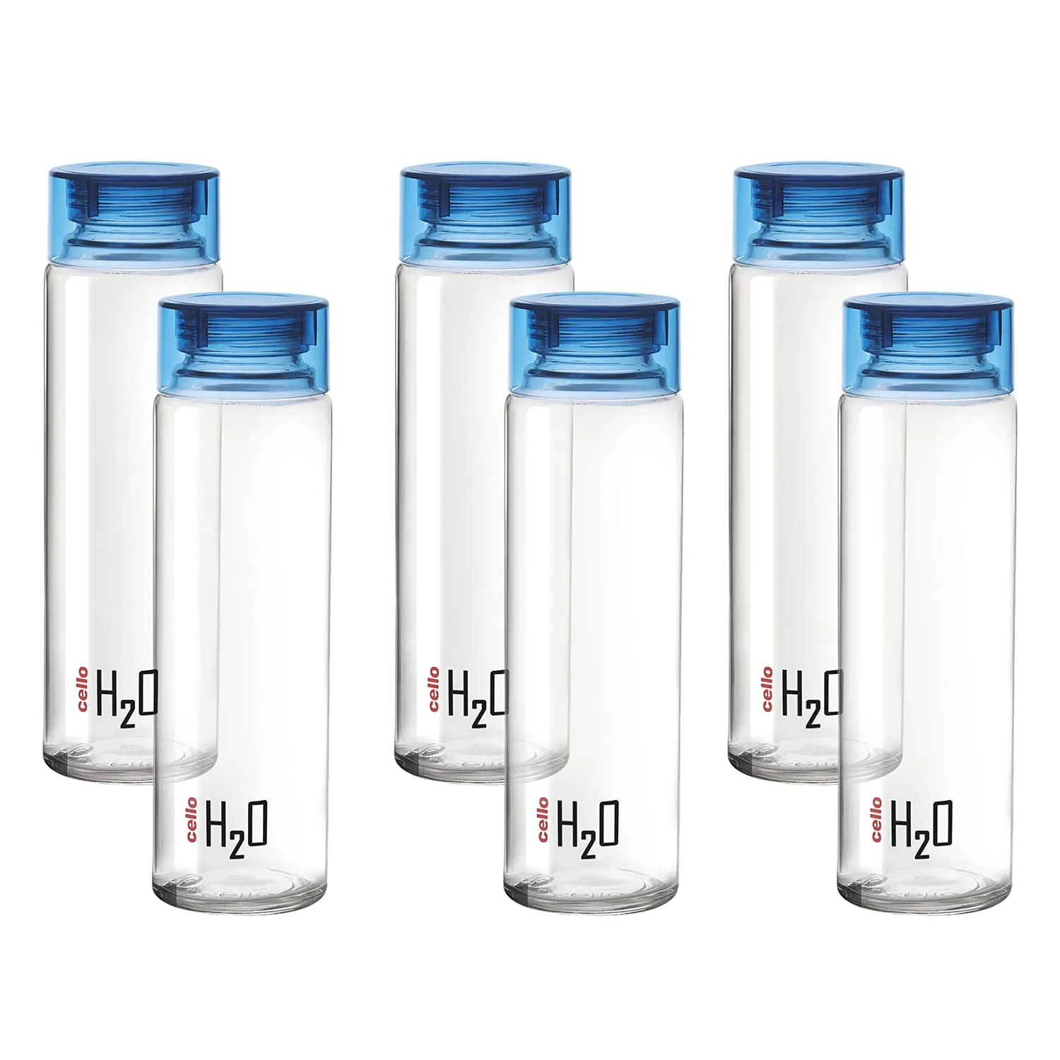 Cello H2O Glass Fridge Water Bottle with Plastic Cap, Set of 6, 920ml, Blue Maxfresh Glassy Seal O Fresh Round Borosilicate Microwavable Glass Lunch Box, Brown, 400 ml Each, Set of 3