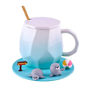Ceramic Gradient Mug with Saucer