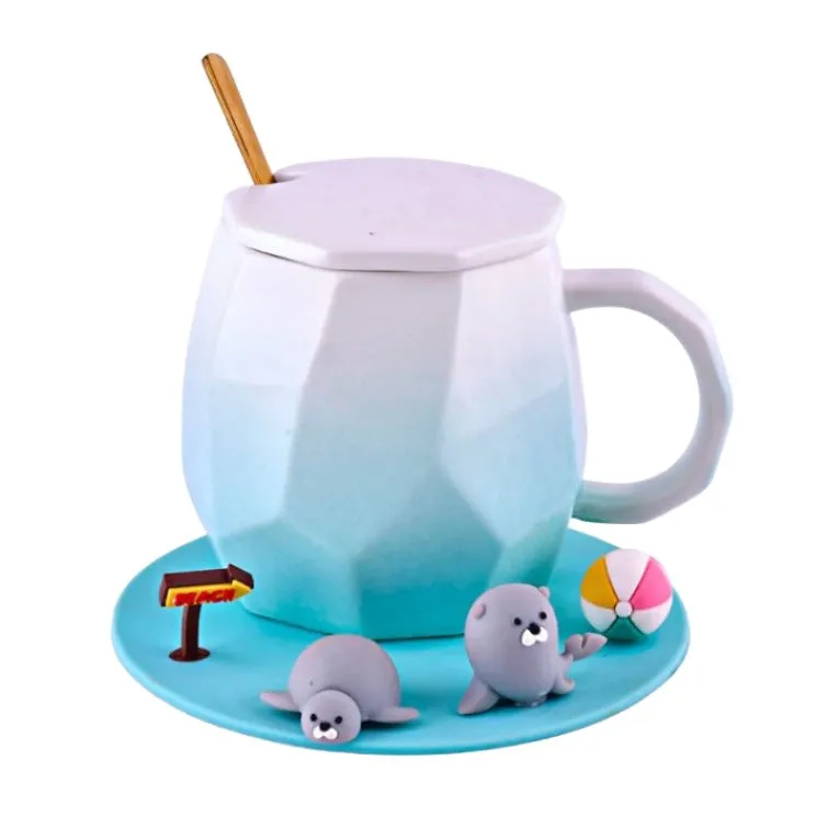 Ceramic Gradient Mug with Saucer