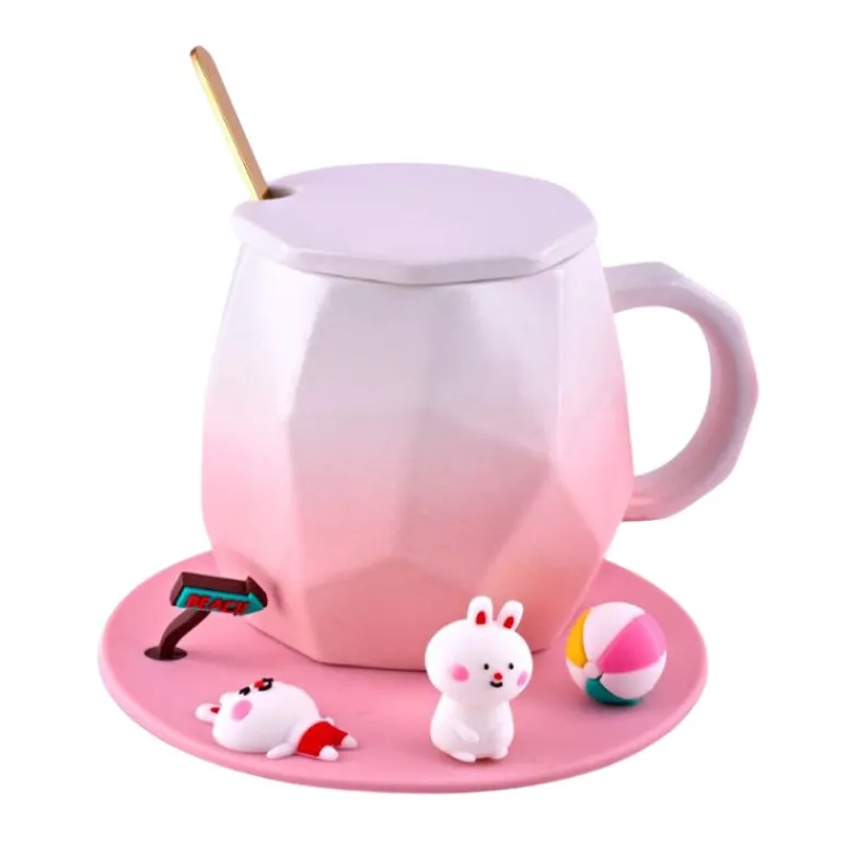Ceramic Gradient Mug with Saucer
