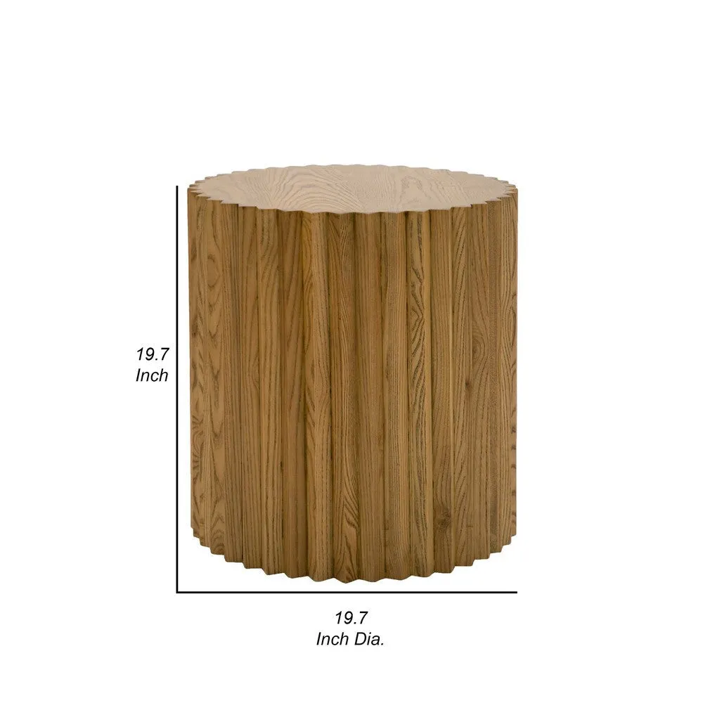 Cid Eliott 20 Inch Side End Table, Round, Walnut Brown Solid Poplar Wood By Casagear Home