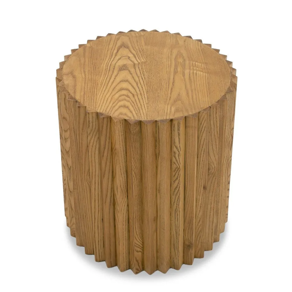 Cid Eliott 20 Inch Side End Table, Round, Walnut Brown Solid Poplar Wood By Casagear Home