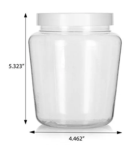 Clear Plastic Tapered Jar with White Foam Lined Lid - 32 oz / 950 ml ( 6 Pack)