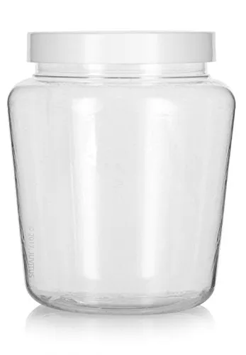 Clear Plastic Tapered Jar with White Foam Lined Lid - 32 oz / 950 ml ( 6 Pack)