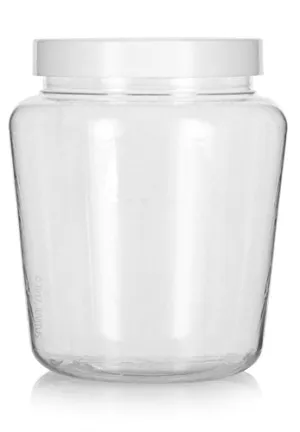 Clear Plastic Tapered Jar with White Foam Lined Lid - 32 oz / 950 ml ( 6 Pack)