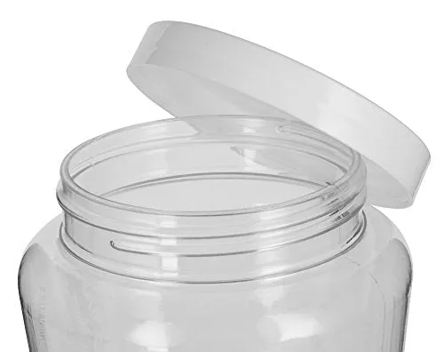 Clear Plastic Tapered Jar with White Foam Lined Lid - 32 oz / 950 ml ( 6 Pack)