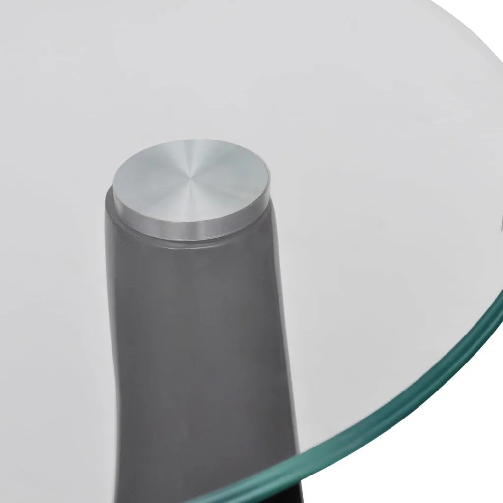 Coffee Table End Table Living Room Side Table with Round Glass Top