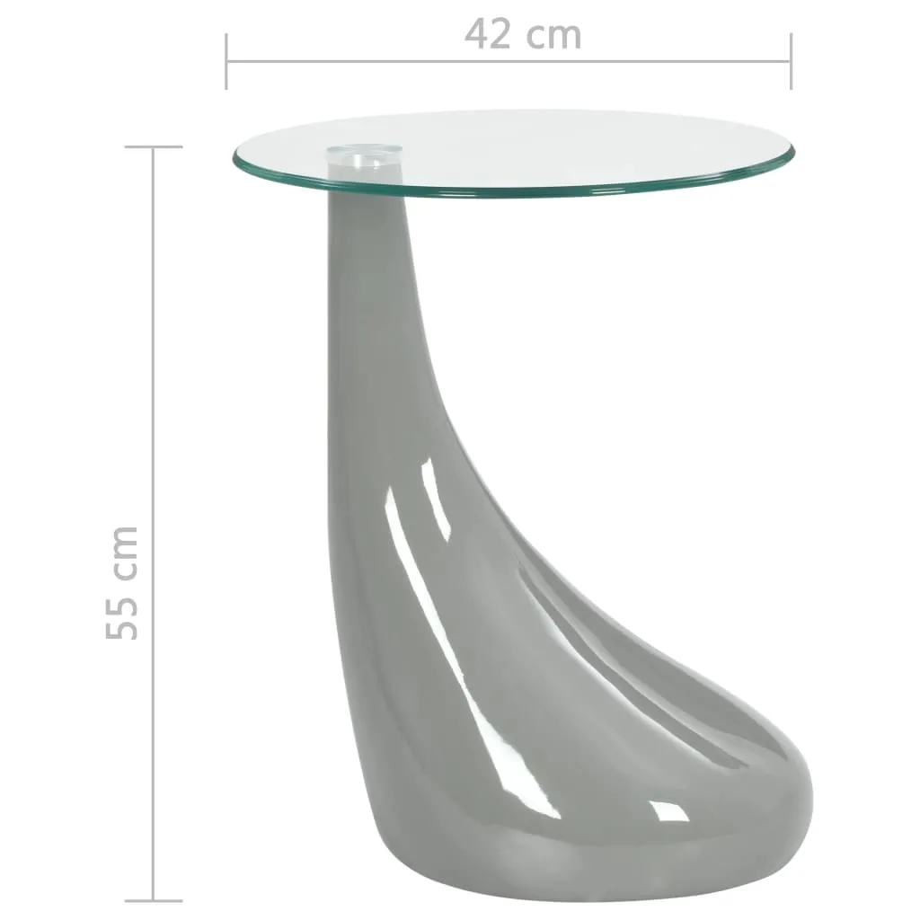 Coffee Table End Table Living Room Side Table with Round Glass Top
