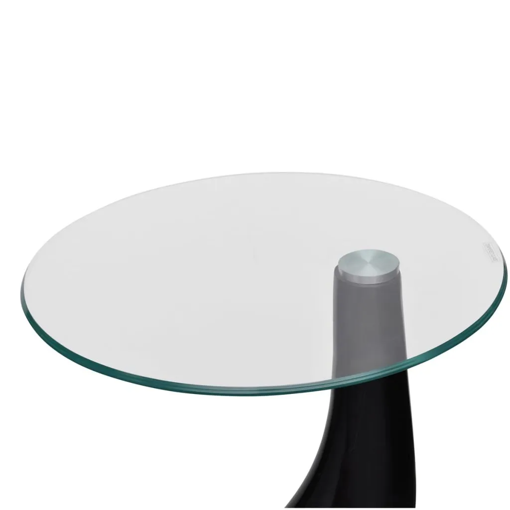 Coffee Table End Table Living Room Side Table with Round Glass Top
