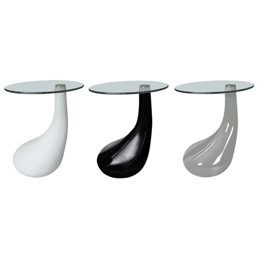 Coffee Table End Table Living Room Side Table with Round Glass Top
